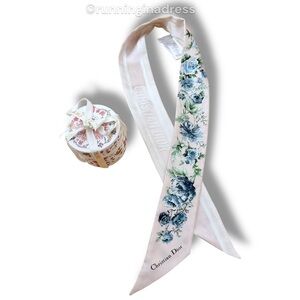 Dior Granville Mitzah Scarf Pink & Blue Floral Silk Twill Pietro Ruffo Design
